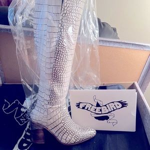 Brand new Freebird white croc boots.